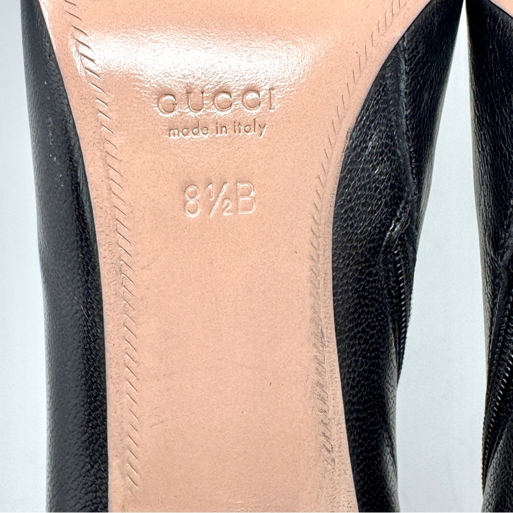 Gucci Black Goat Leather Ankle Boots with Rose Gold Metal Bamboo Heels - Picture 14 of 16